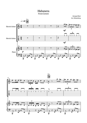 Habanera from Carmen for Eletric Guitar with piano, tab and chords.