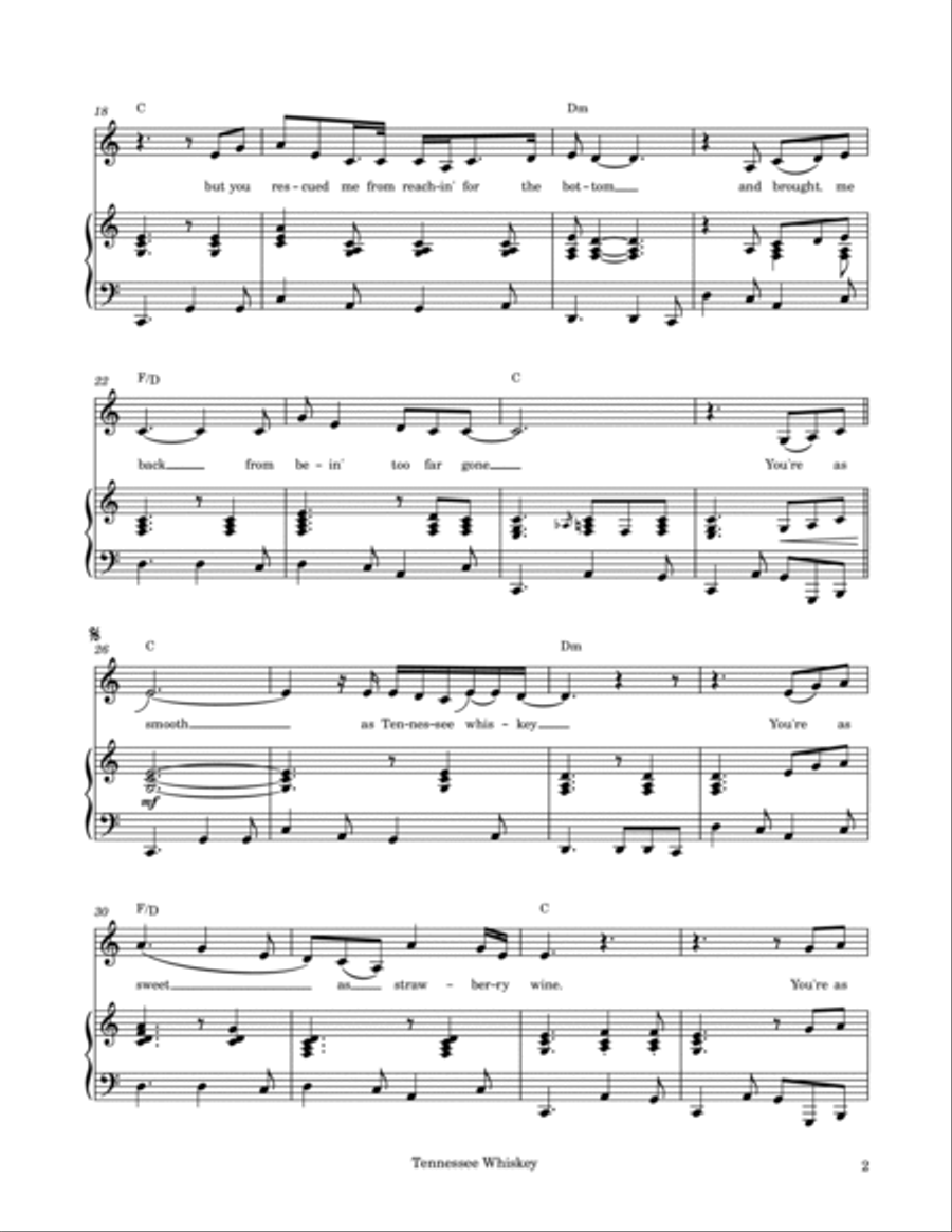 Tennessee Whiskey Piano, Vocal, Guitar scores gallery preview page 3