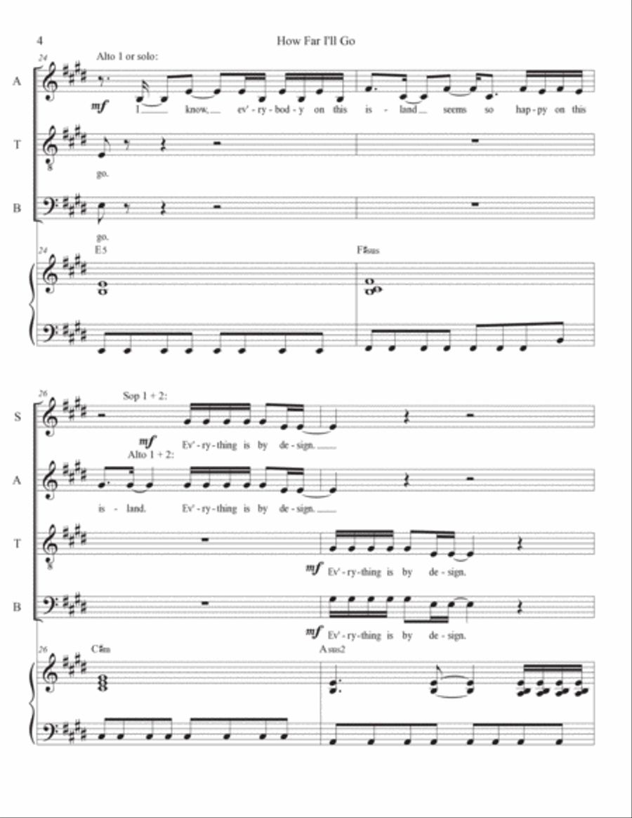How Far I'll Go 4-Part scores gallery preview page 4