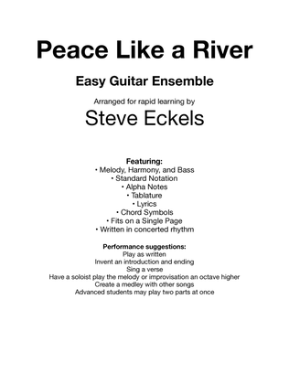 Book cover for Peace Like a River for Easy Guitar Ensemble