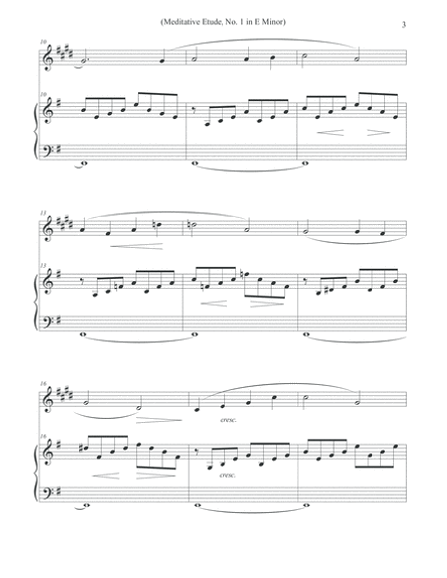 Meditative Etude, No. 1 in E Minor - Alto Sax & Piano Alto Saxophone scores gallery preview page 3