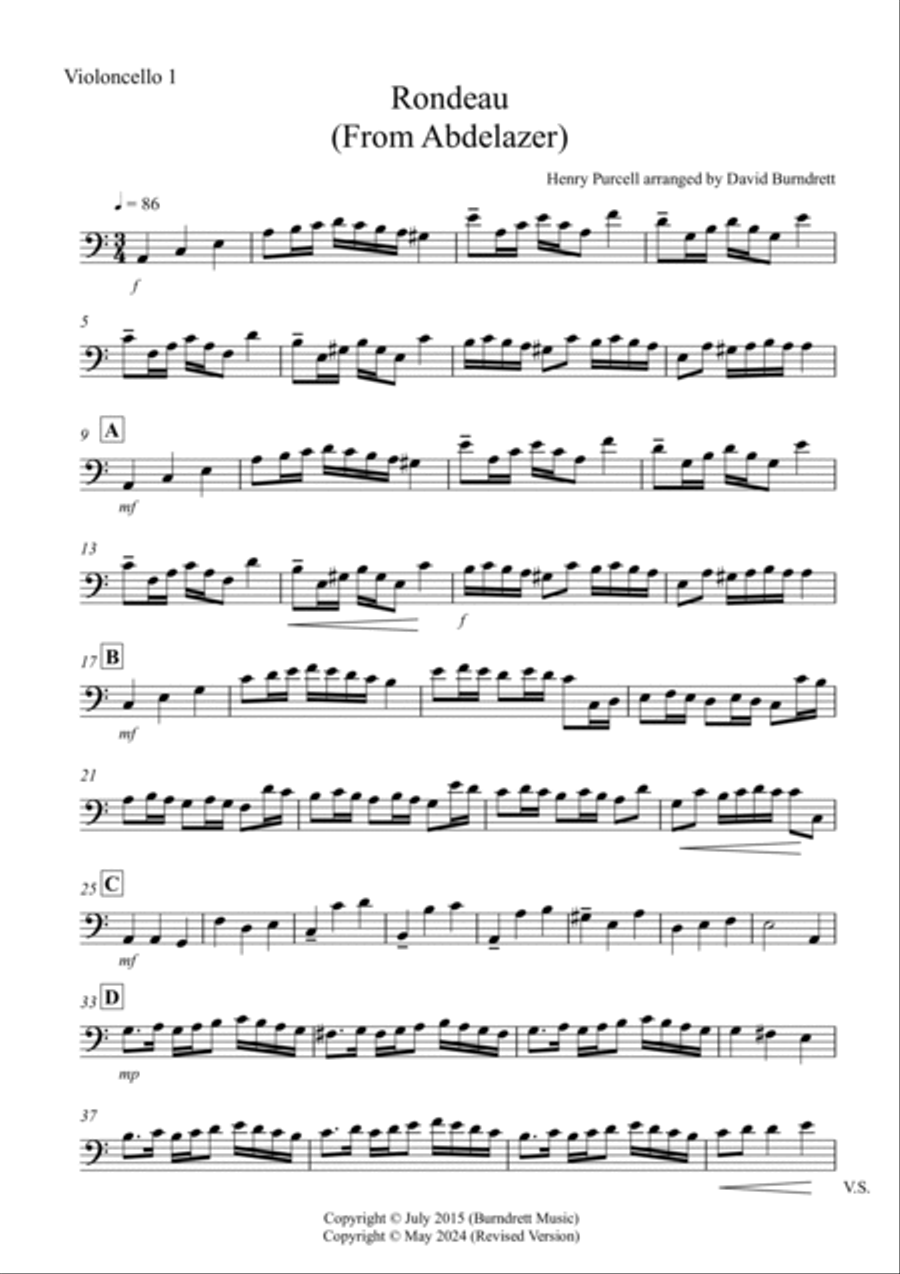 Rondeau (from Abdelazer) for Cello Duet String Duet scores gallery preview page 3