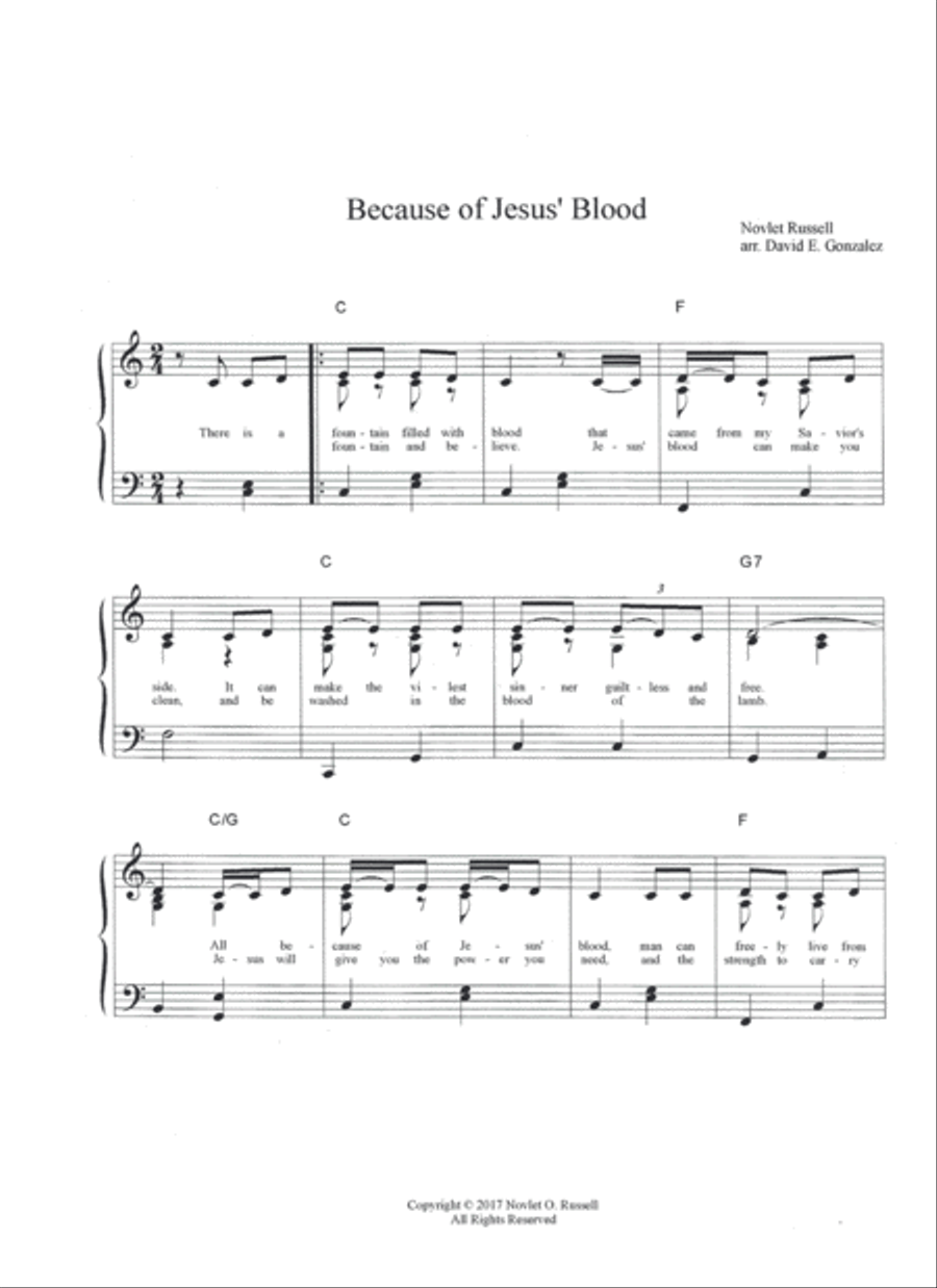 Because of Jesus' Blood Voice scores gallery preview page 1