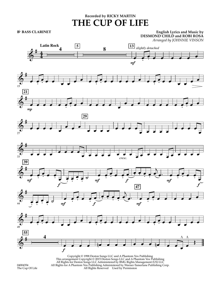 The Cup of Life - Bb Bass Clarinet Concert Band scores gallery preview page 1