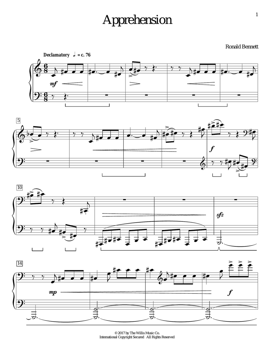 Apprehension Apprehension Piano Method scores gallery preview page 1