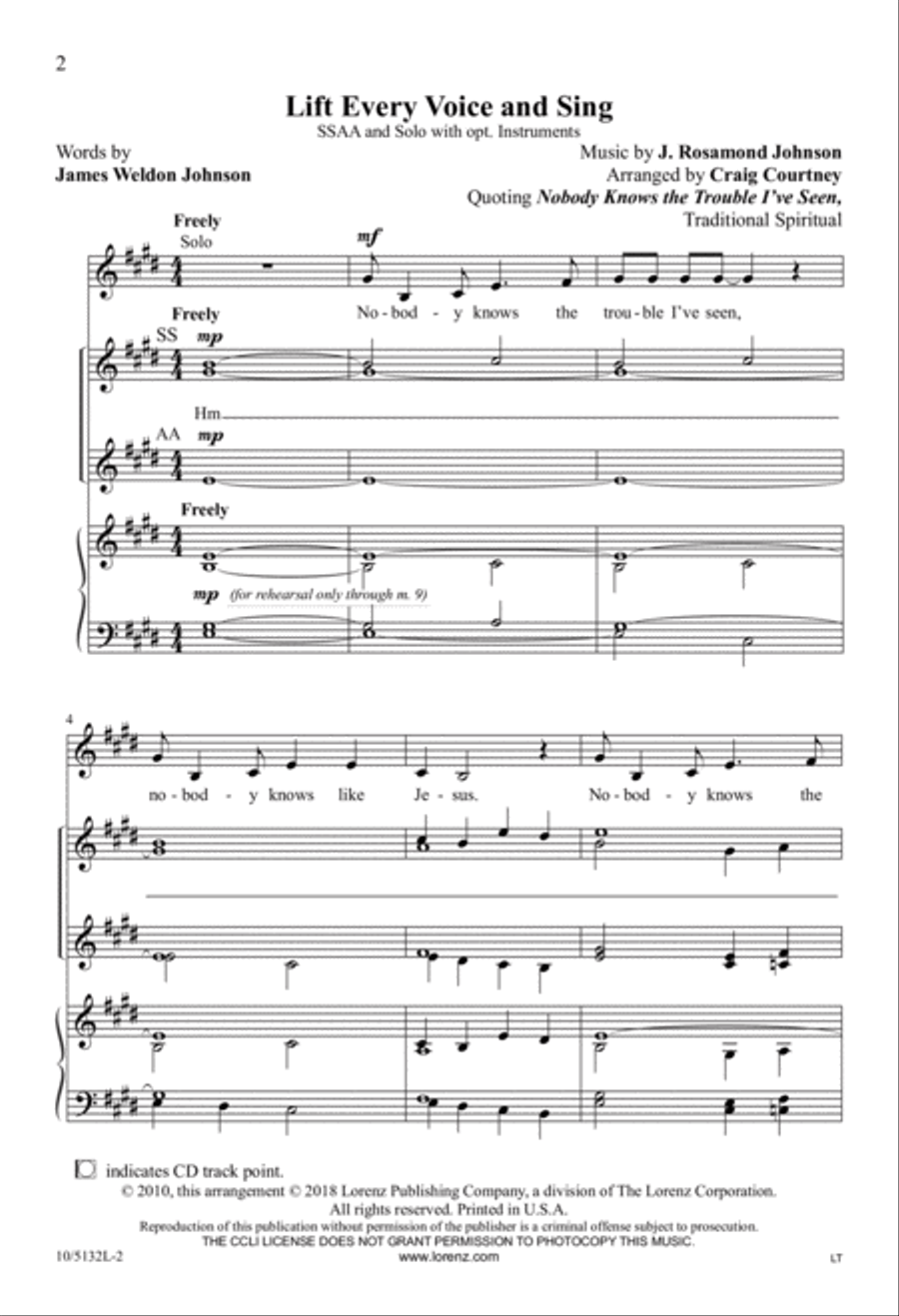 Lift Every Voice and Sing SSAA scores gallery preview page 2