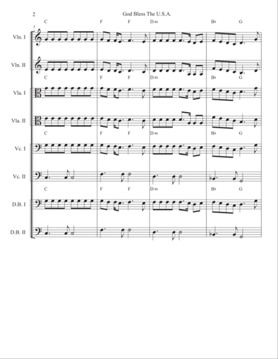 God Bless The U.S.A. Cello scores gallery preview page 2