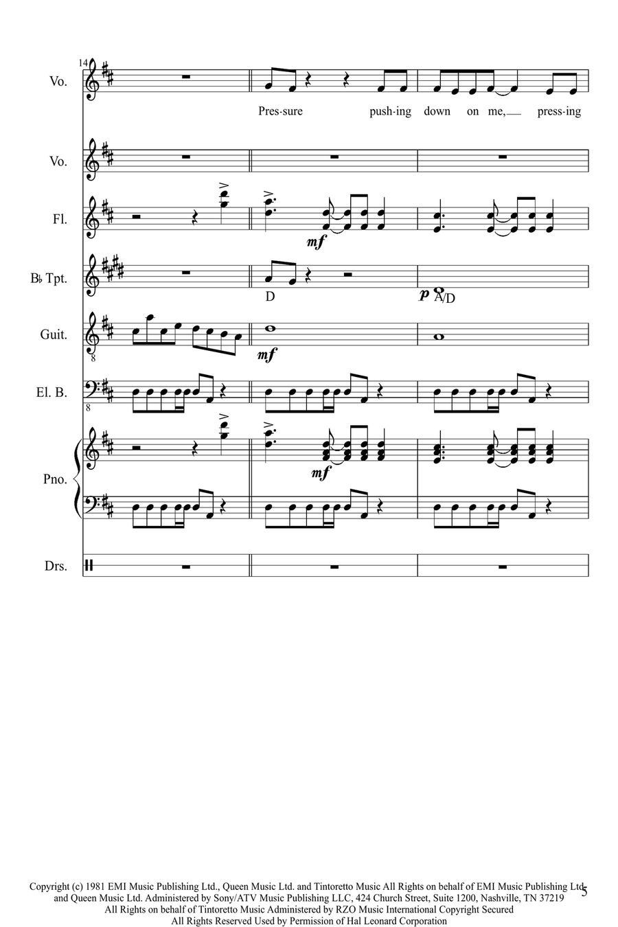 Under Pressure Vocal Duet scores gallery preview page 5