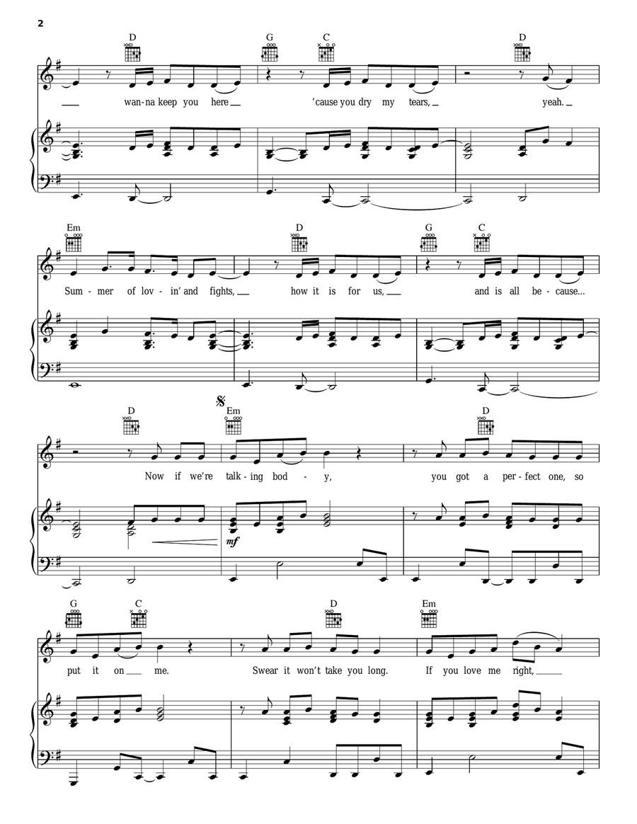 Talking Body Piano, Vocal, Guitar scores gallery preview page 2