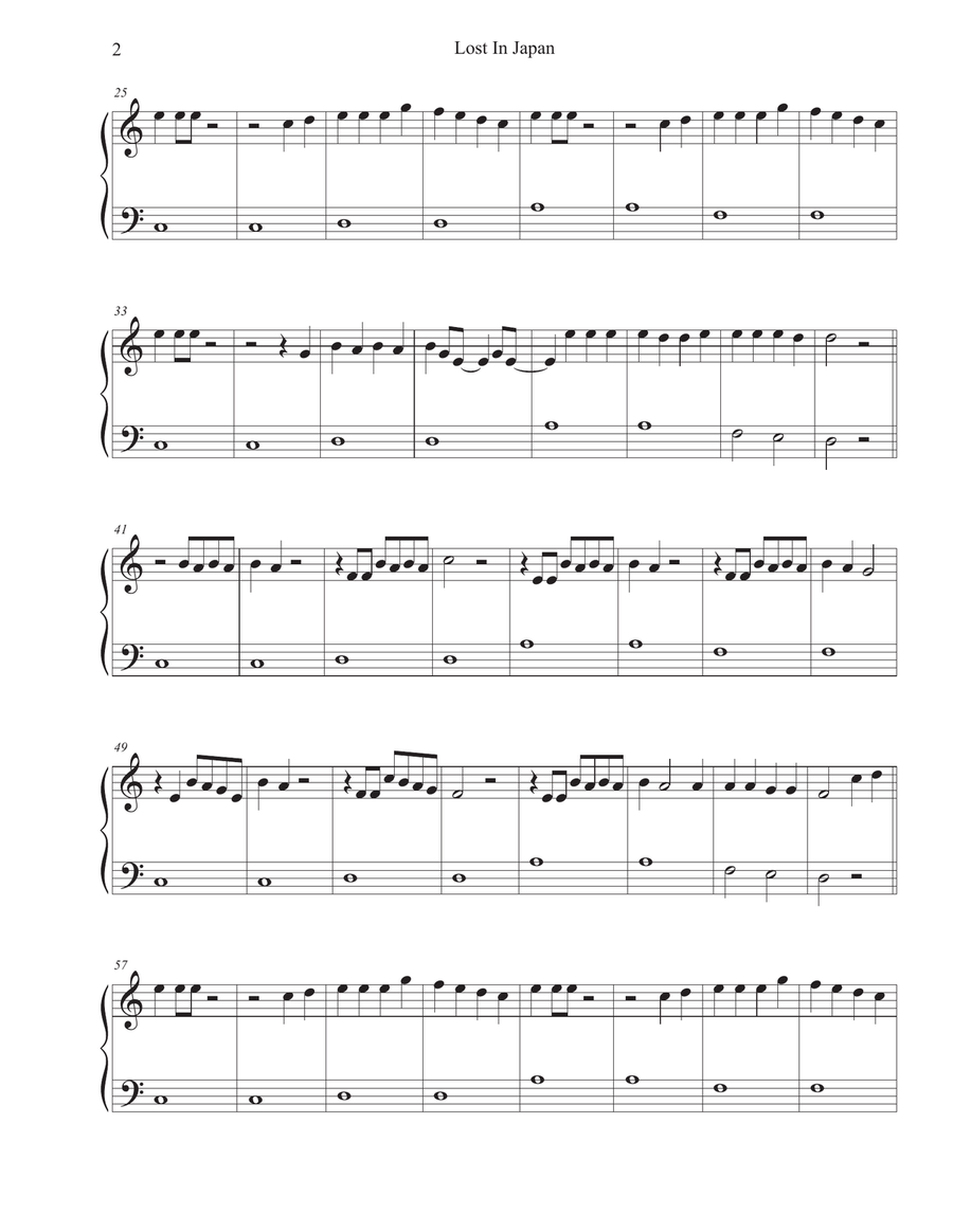 Lost In Japan Easy Piano scores gallery preview page 2