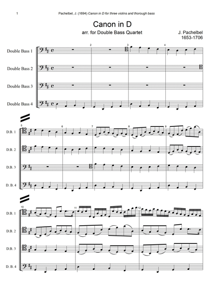 J. Pachelbel - Canon in D-dur, arr. for Double Bass Quartet image number null