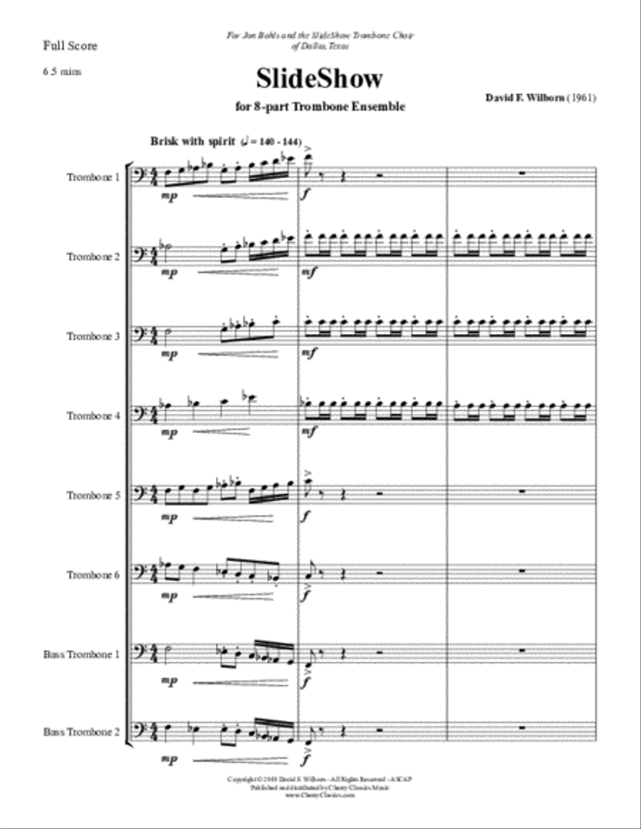 SlideShow for 8-part Trombone Ensemble Trombone scores gallery preview page 2