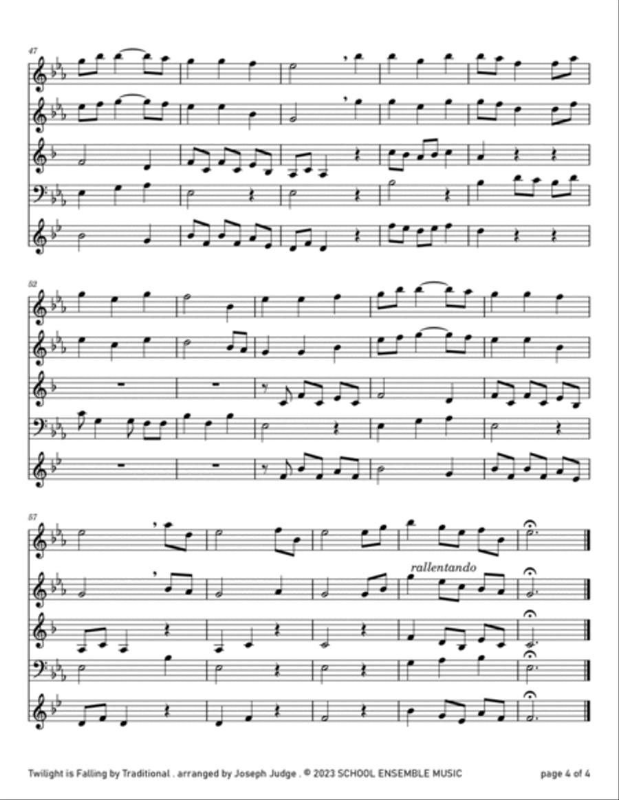 Twilight Is Falling for Woodwind Quartet in Schools Woodwind Quartet scores gallery preview page 4