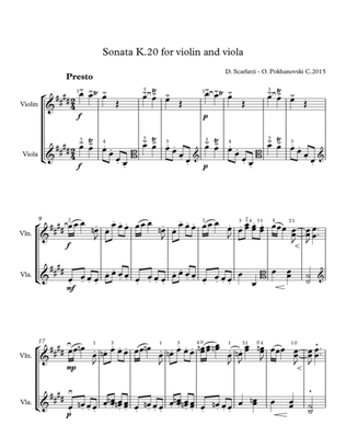 D. Scarlatti Sonata in E K.20 for violin and viola