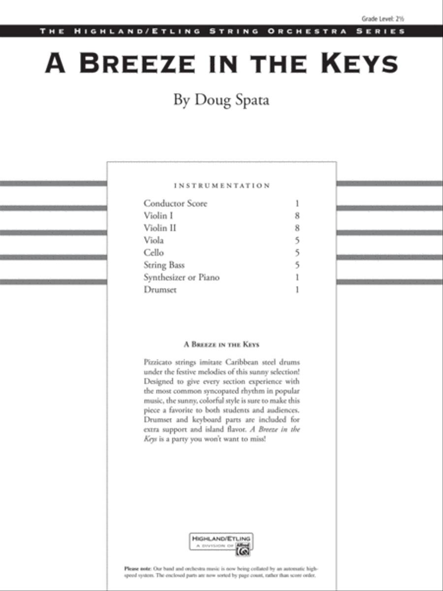 A Breeze in the Keys: Score String Orchestra scores gallery preview page 1
