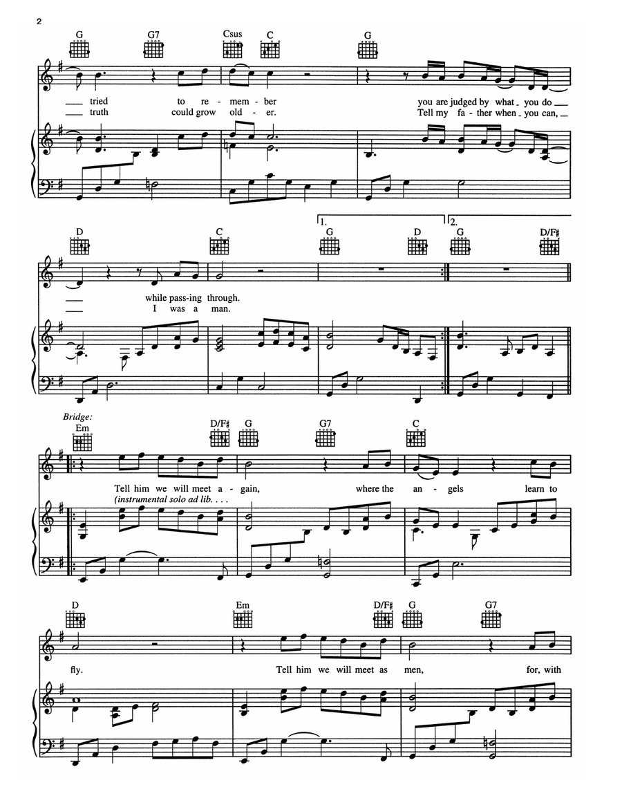 Tell My Father Piano, Vocal, Guitar scores gallery preview page 2