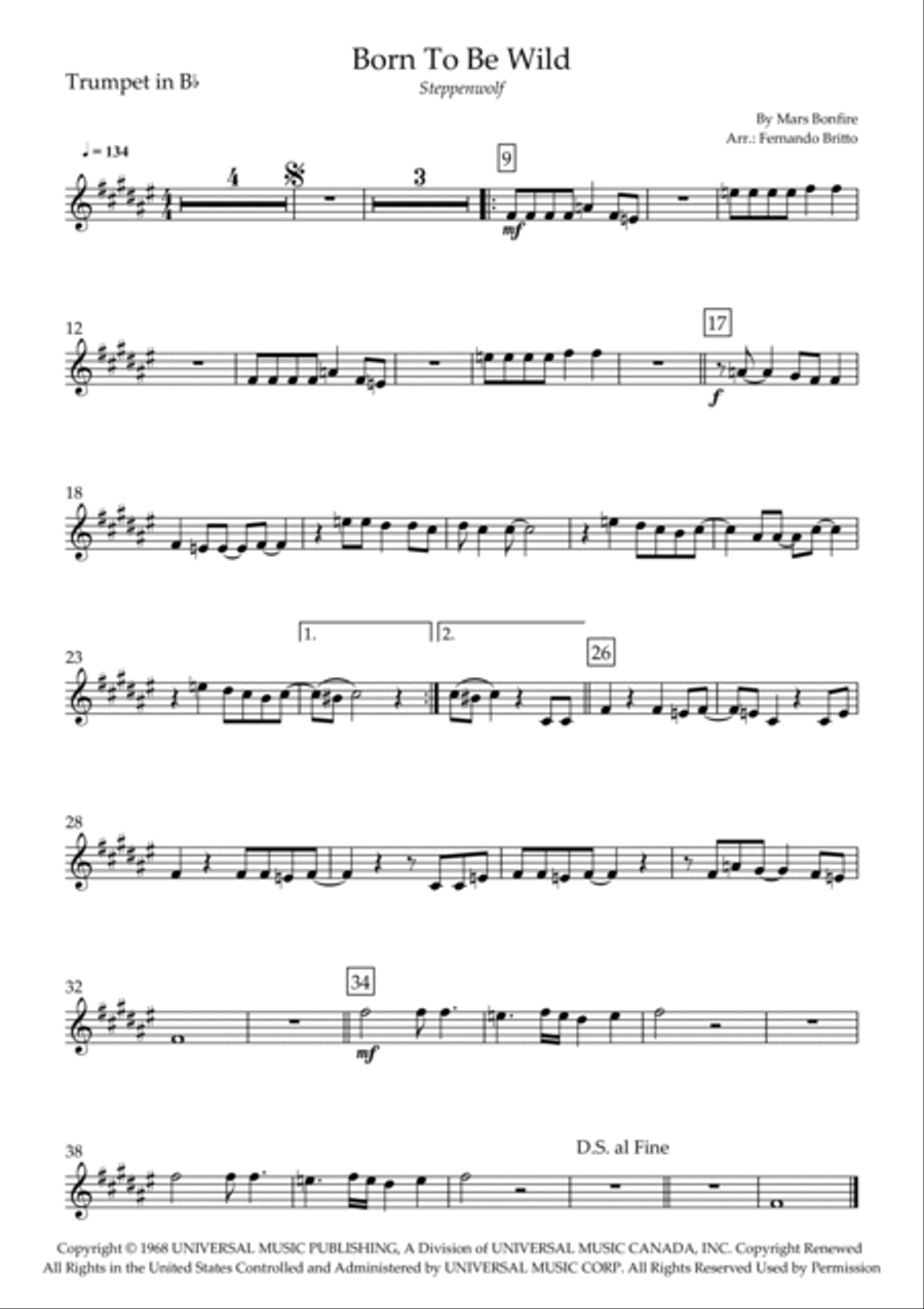 Born To Be Wild Trumpet Solo scores gallery preview page 3