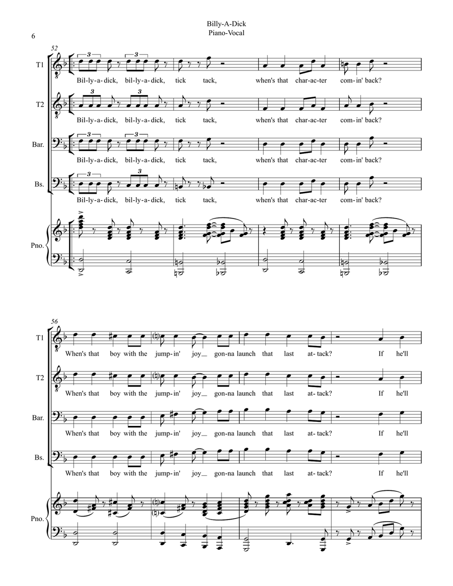 Billy A Dik The Ballad Of The Lonesome Drums TTBB scores gallery preview page 6