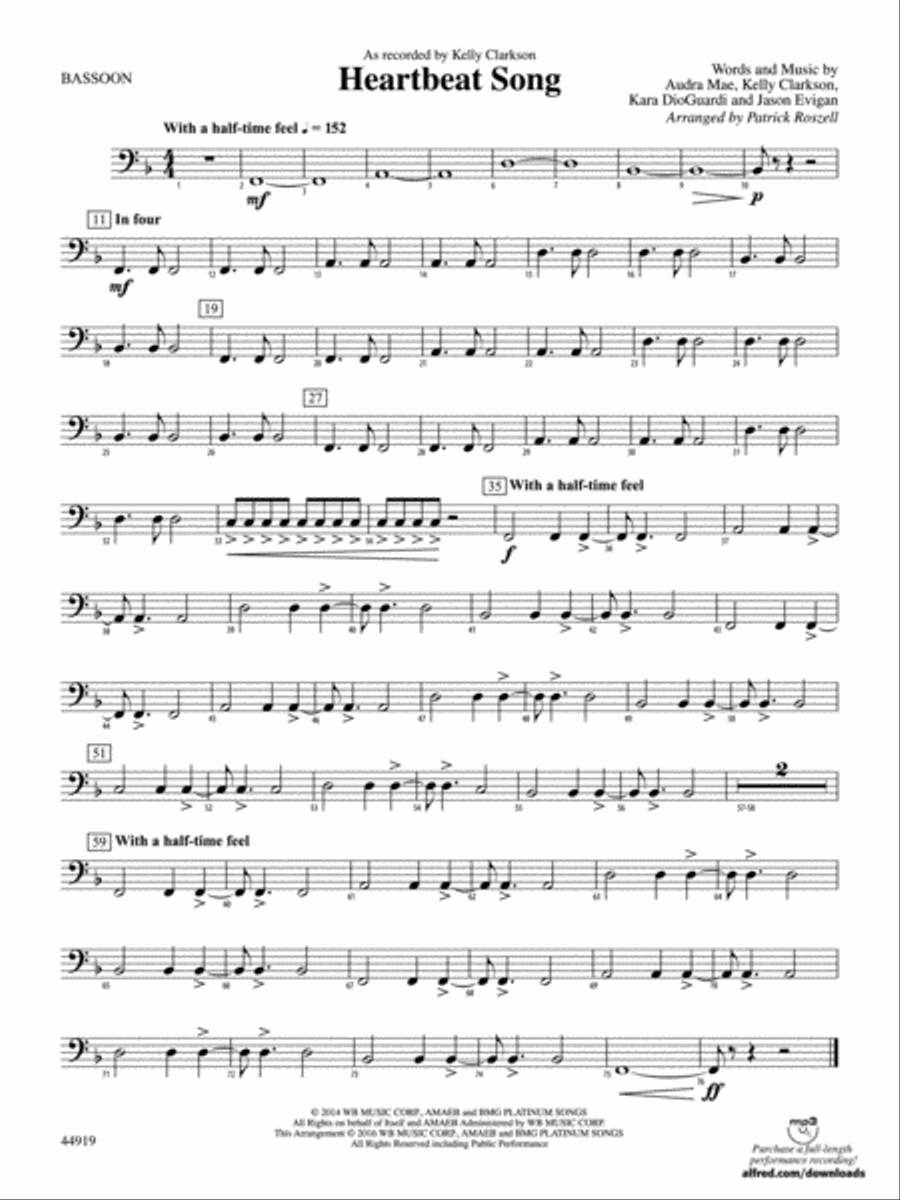 Heartbeat Song: Bassoon Heartbeat Song: Bassoon Concert Band scores gallery preview page 1