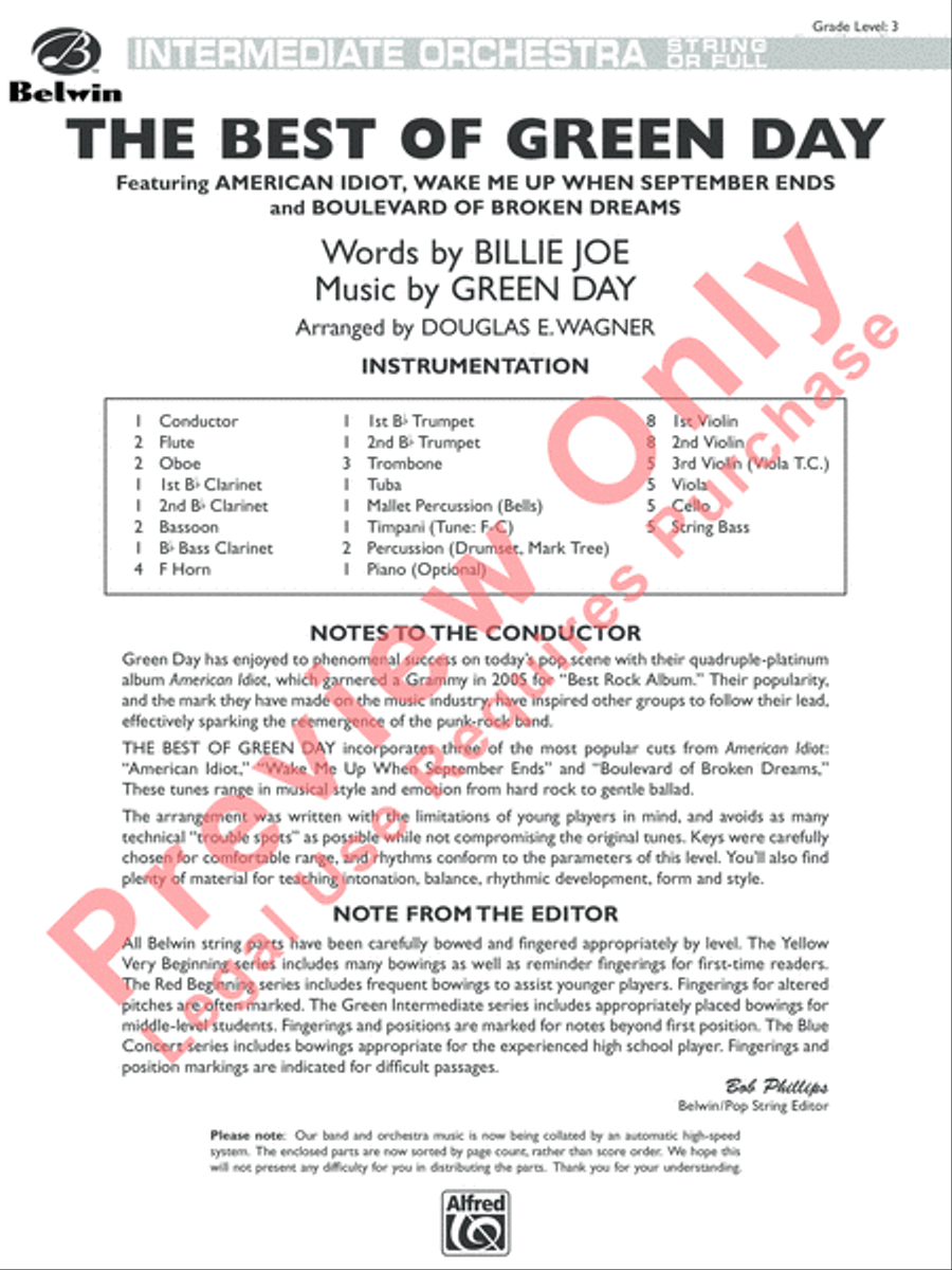 The Best of Green Day Full Orchestra scores gallery preview page 2
