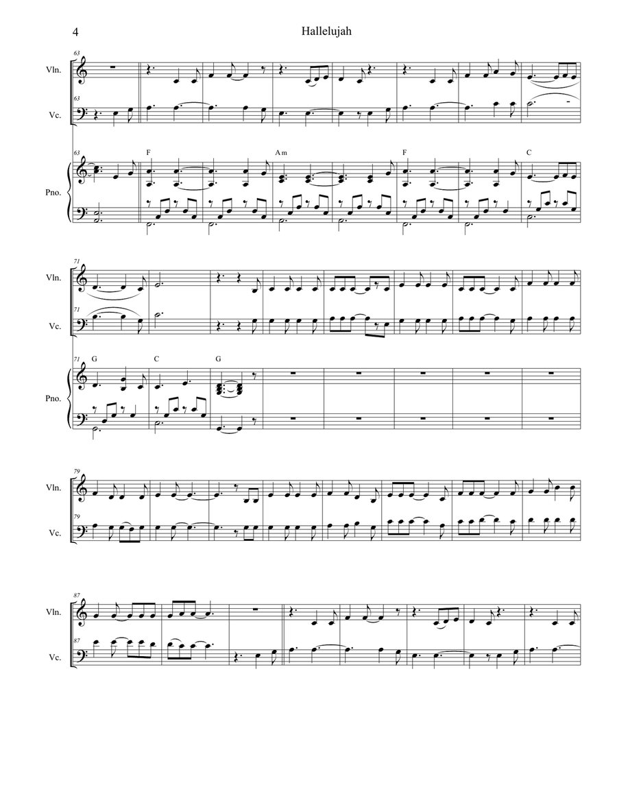Hallelujah Piano Trio scores gallery preview page 4