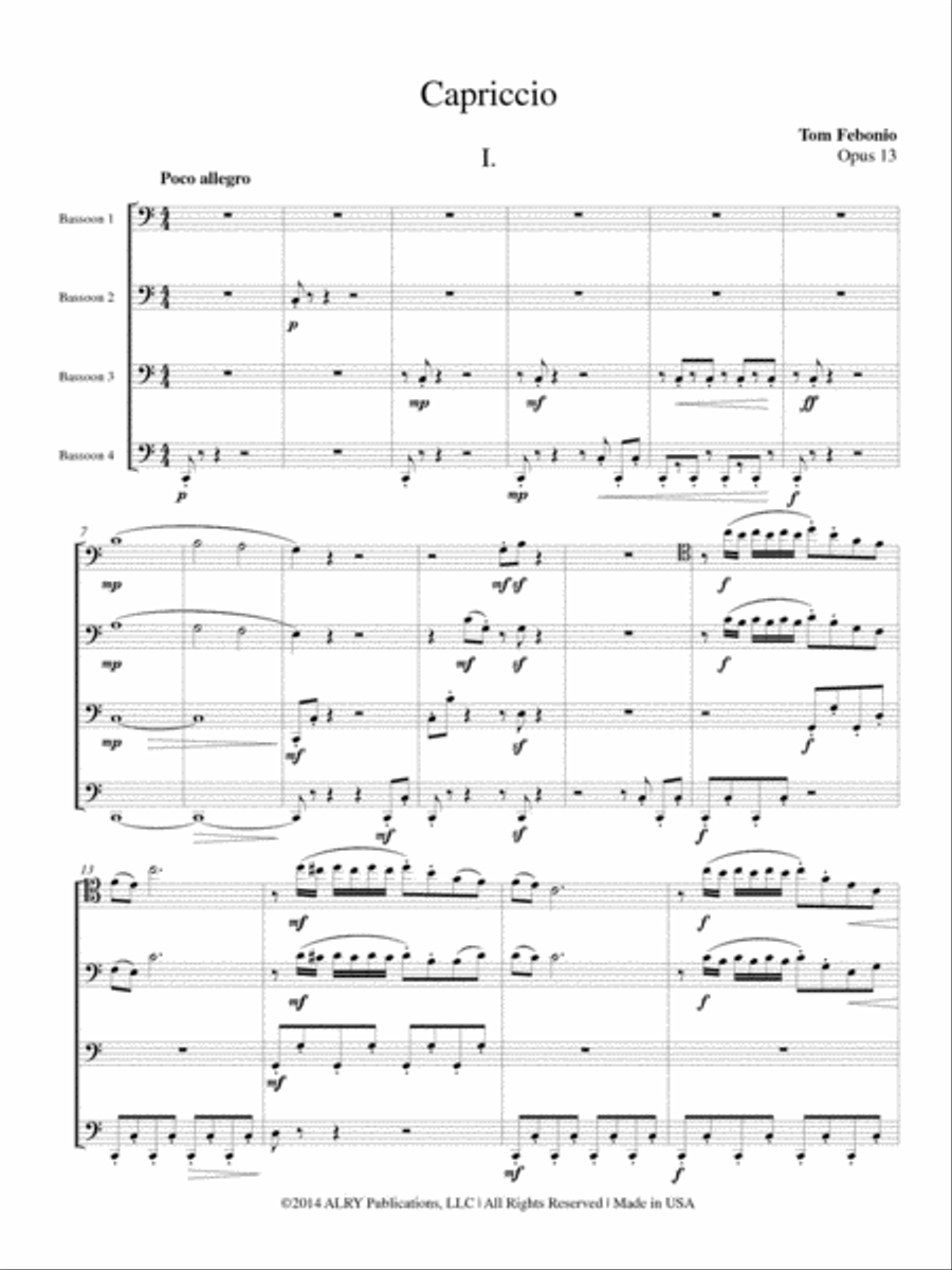 Capriccio for Bassoon Quartet Bassoon Quartet scores gallery preview page 2