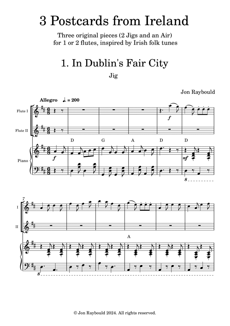 3 Postcards from Ireland 3 Postcards from Ireland Flute Duet scores gallery preview page 1