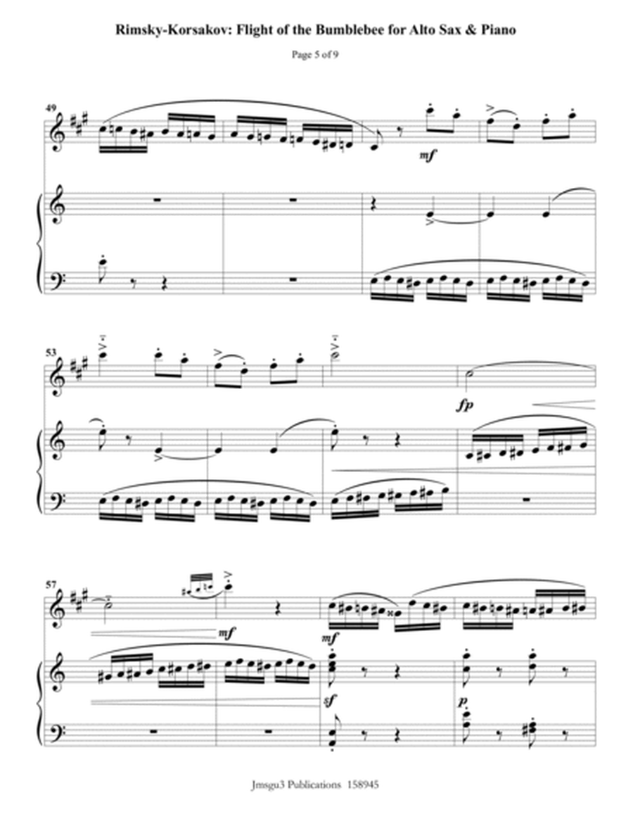 Korsakov: Flight of the Bumblebee for Alto Sax & Piano image number null