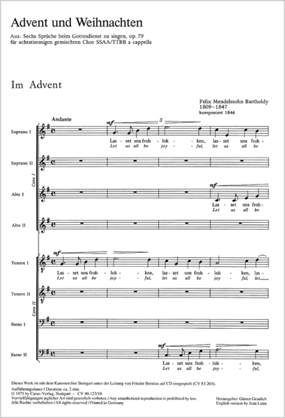 Advent und Weihnachten (aus op. 79)