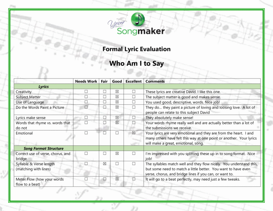 Who Am I to Say Piano scores gallery preview page 1