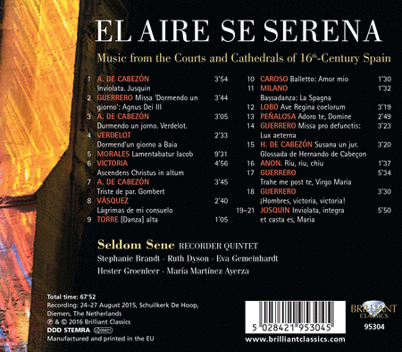 El Aire Se Serena, Music from the Courts and Cathedrals of 16th-Century Spain
