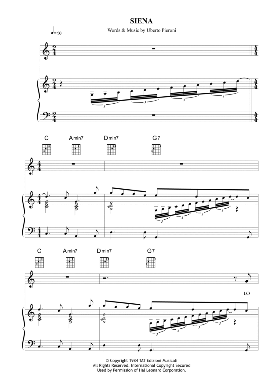 Siena Siena Piano, Vocal, Guitar scores gallery preview page 1