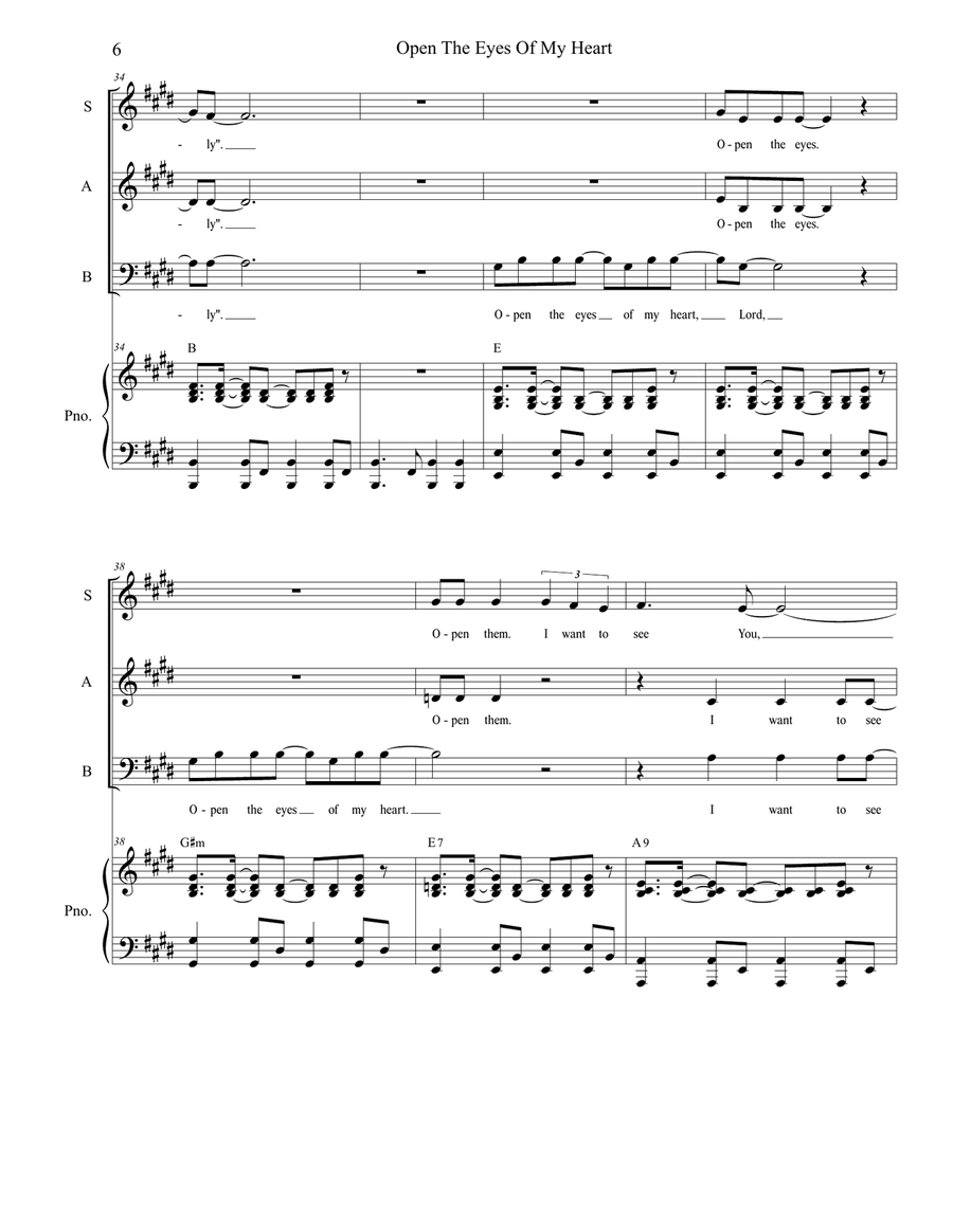 Open The Eyes Of My Heart 3-Part scores gallery preview page 6