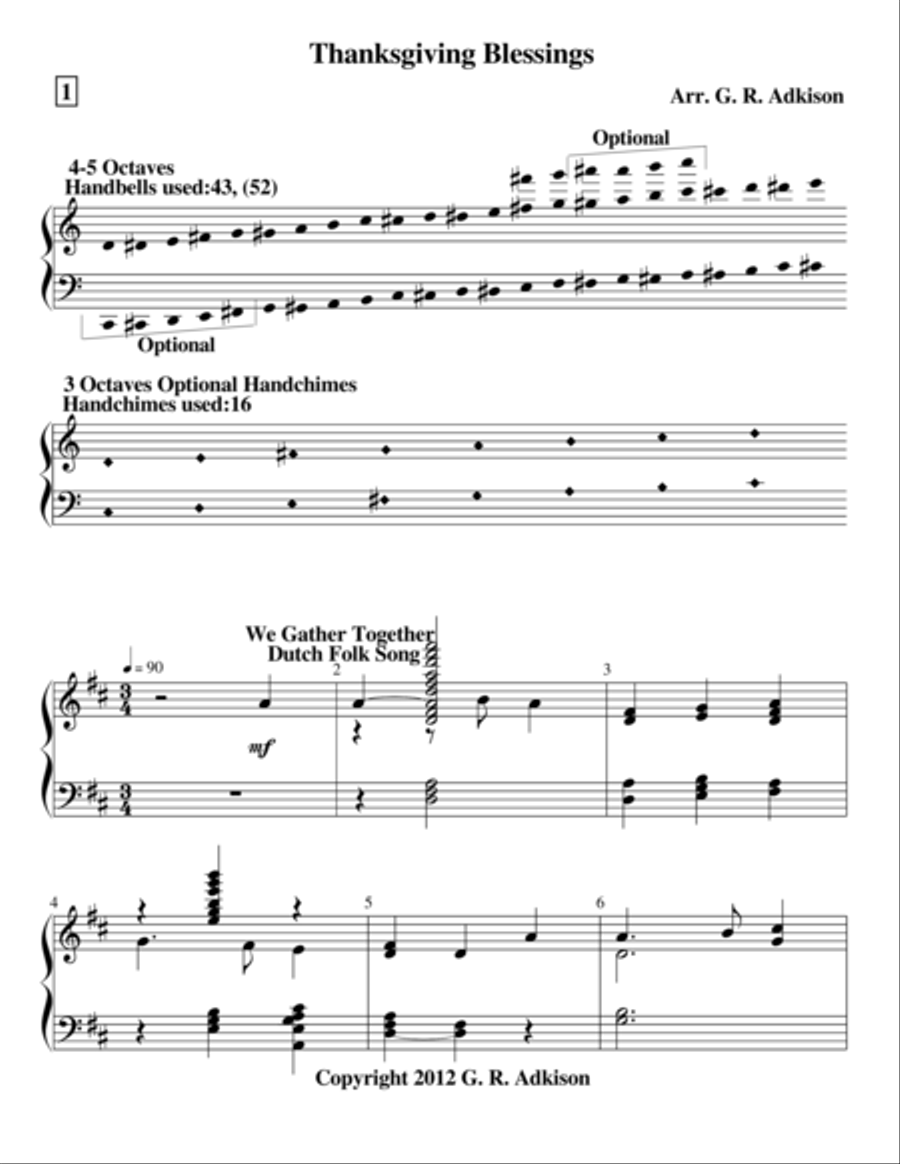 Thanksgiving Blessings Handbell Choir scores gallery preview page 1
