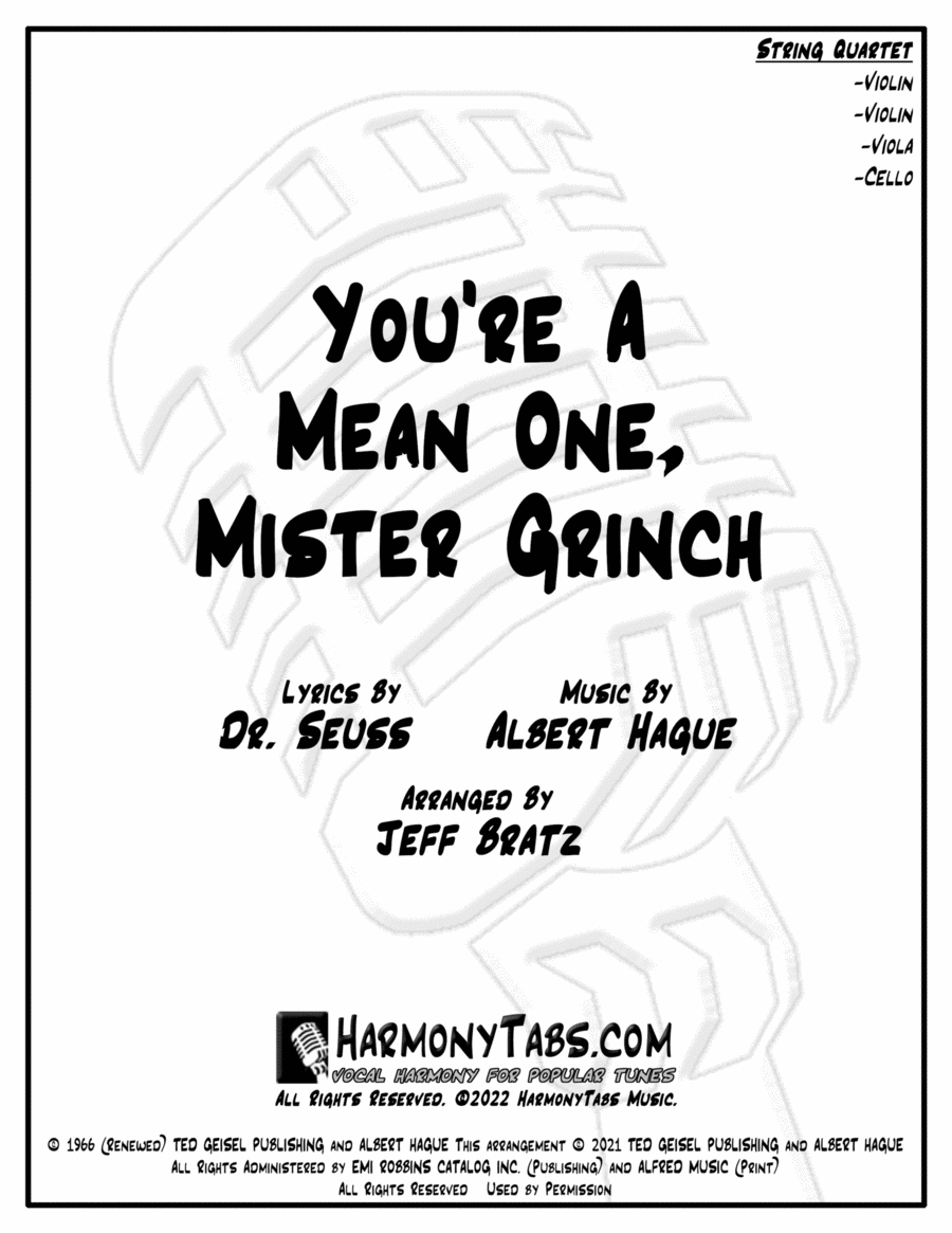 You're A Mean One, Mr. Grinch String Quartet scores gallery preview page 1