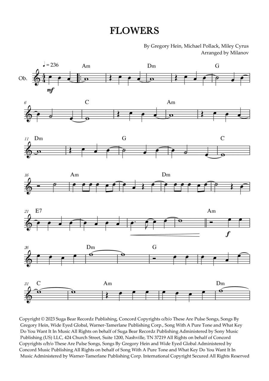 Flowers Flowers Oboe Solo scores gallery preview page 1
