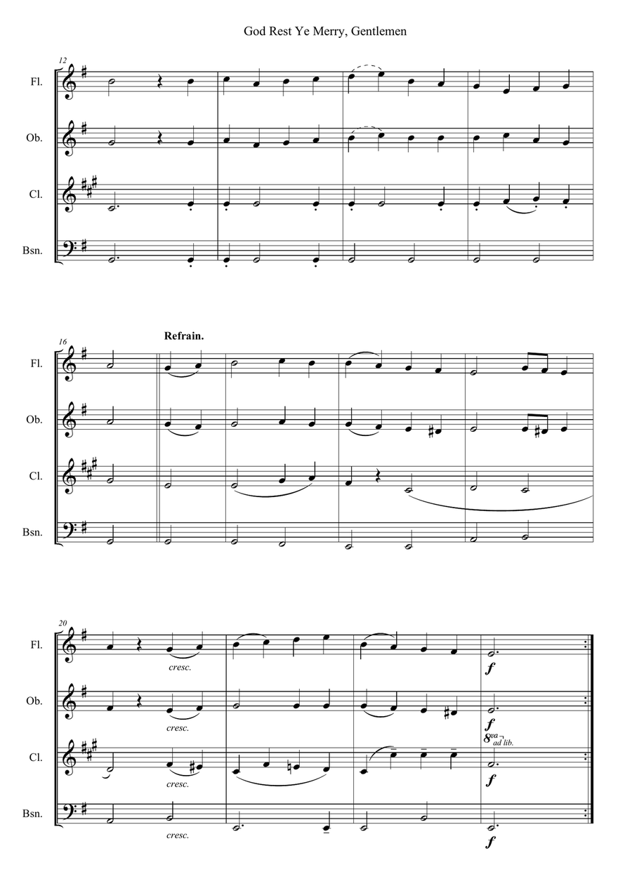 God Rest Ye Merry, Gentlemen Woodwind Quartet scores gallery preview page 2