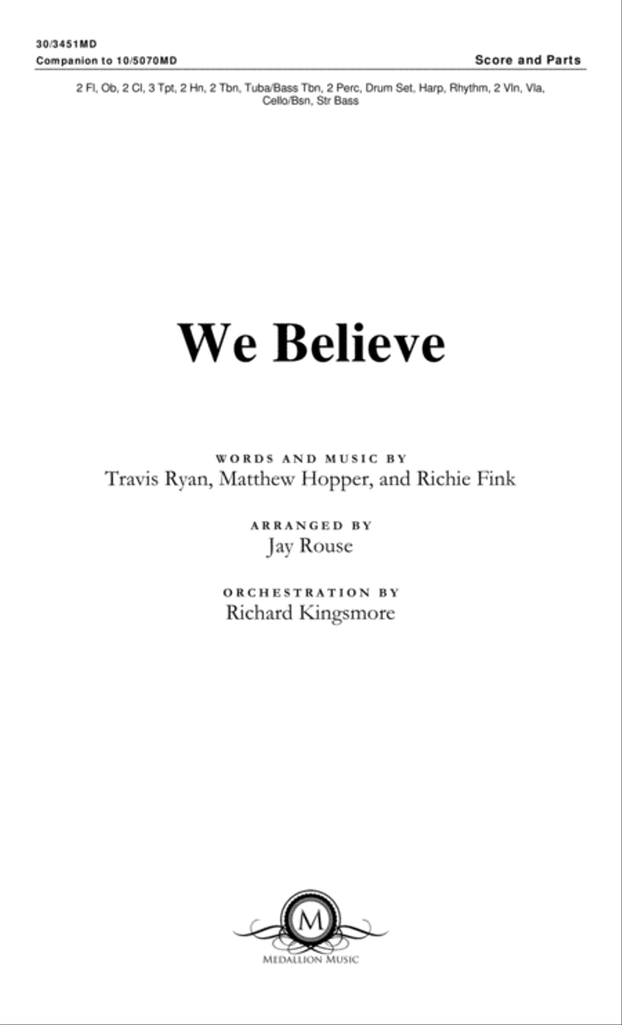 We Believe - Orchestral Score and Parts