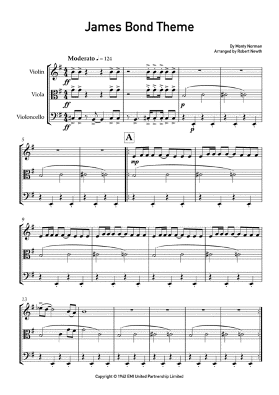James Bond Theme String Trio scores gallery preview page 1