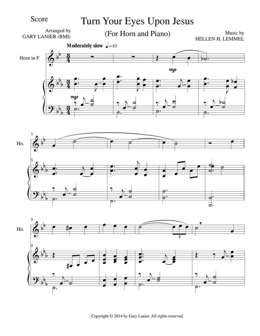 TURN YOUR EYES UPON JESUS (Horn Piano and Horn Part) Piano scores gallery preview page 1