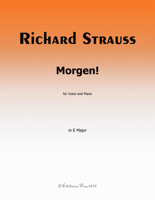 Book cover for Morgen! by Richard Strauss, in E Major