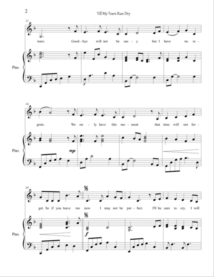 Till My Tears Run Dry Alto Voice scores gallery preview page 2