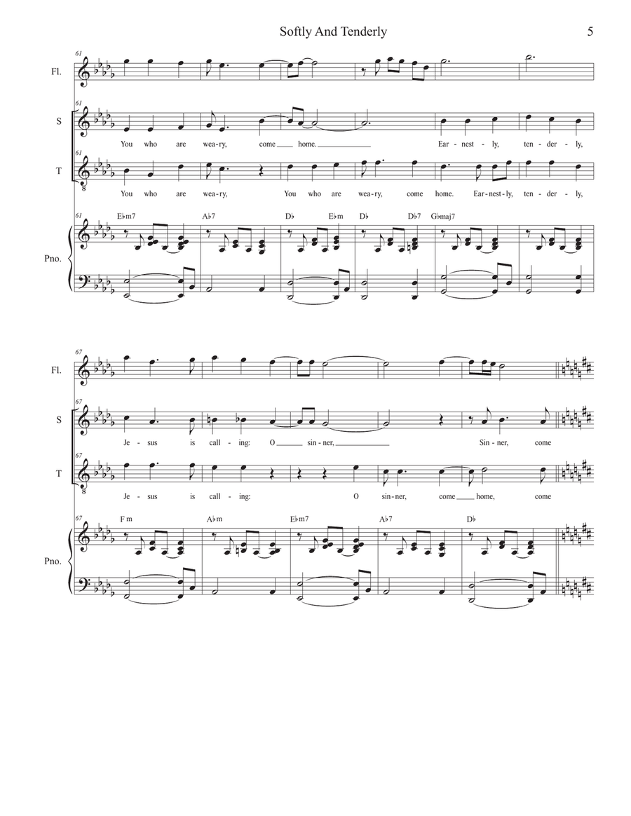 Softly And Tenderly (Duet for Soprano and Tenor Solo) Tenor Voice scores gallery preview page 5