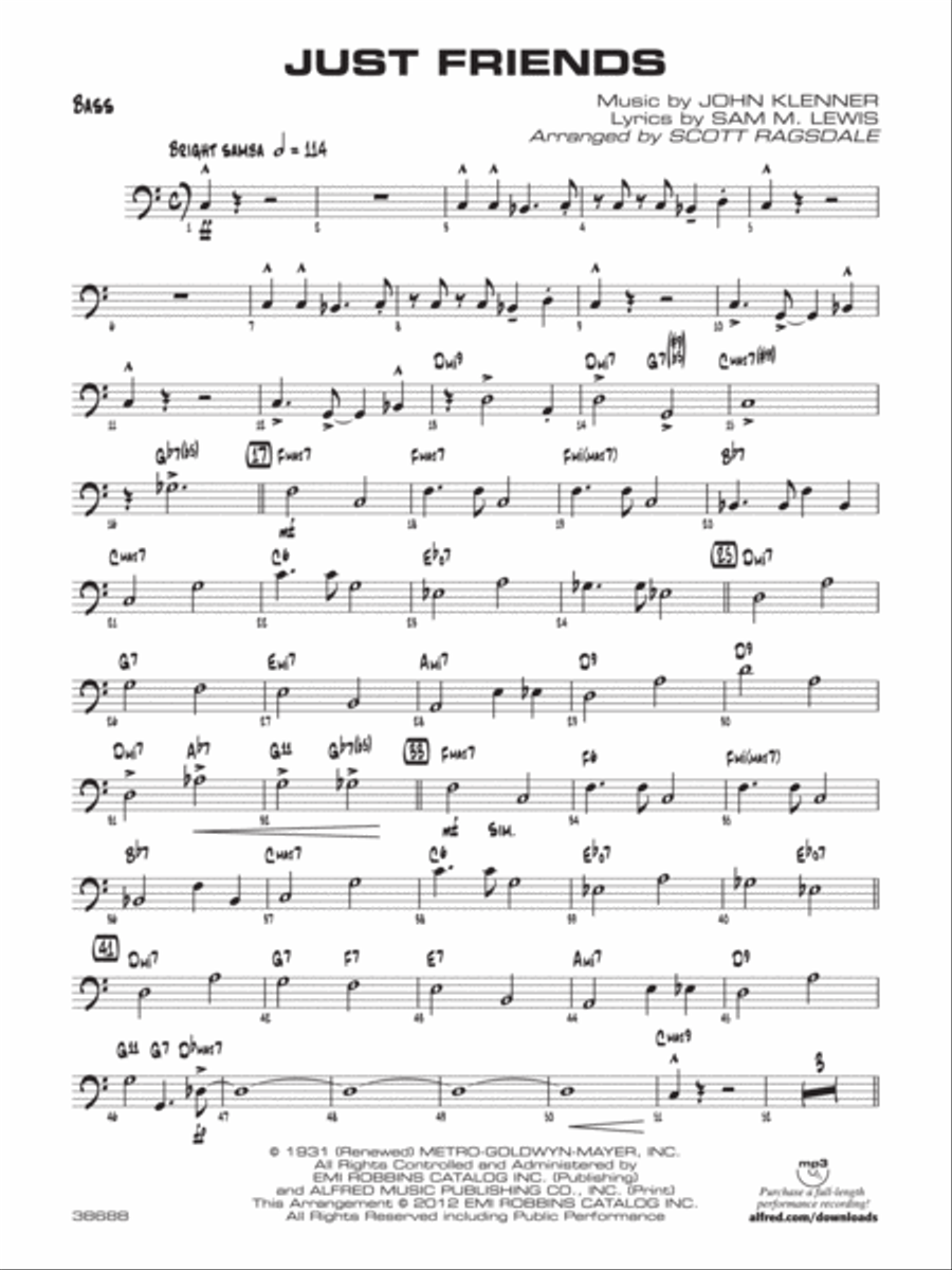 Just Friends: String Bass Jazz Ensemble scores gallery preview page 1