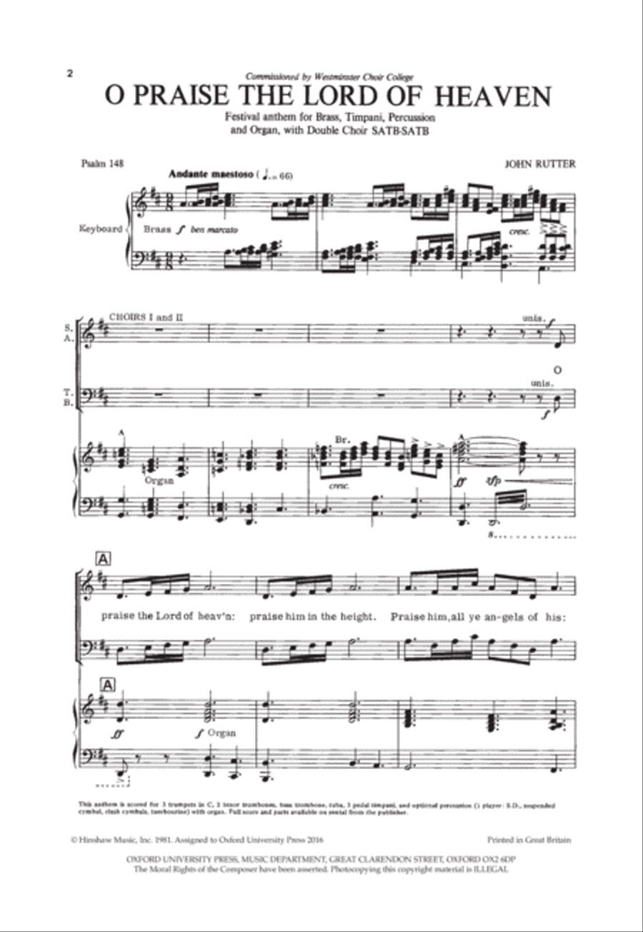 O praise the Lord of heaven 4-Part scores gallery preview page 2