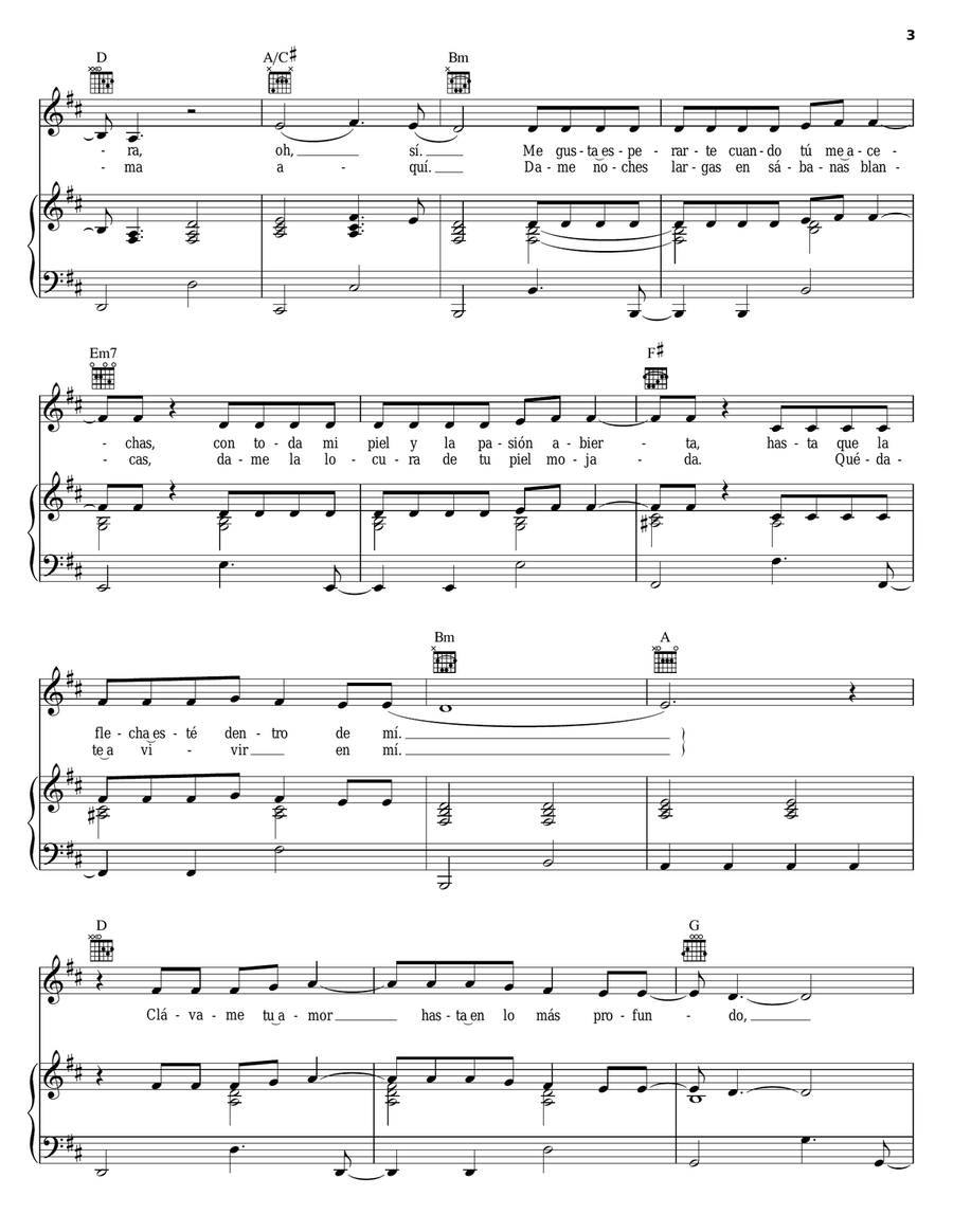 Clavame Tu Amor Piano, Vocal, Guitar scores gallery preview page 3