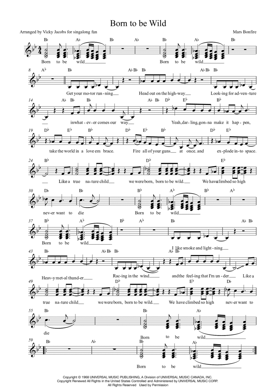 Born To Be Wild 3-Part scores gallery preview page 1