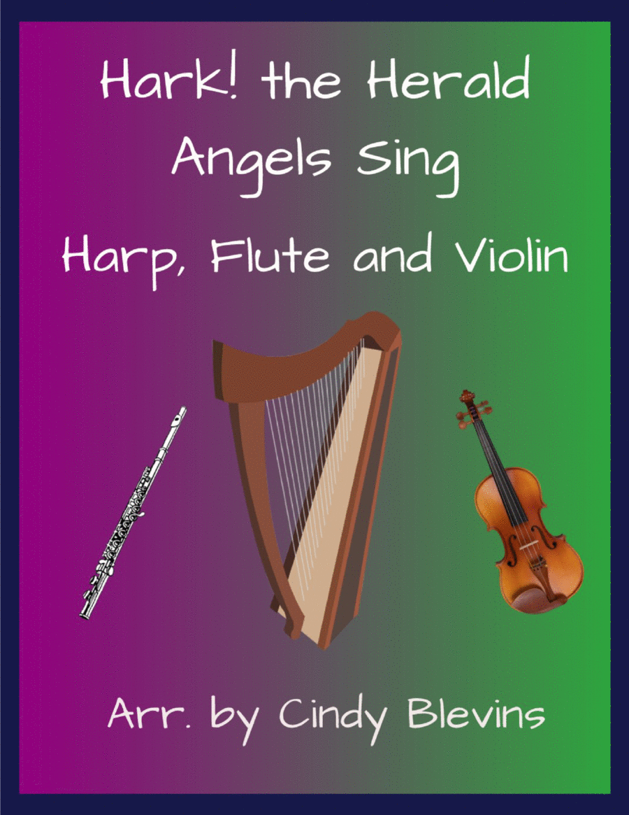 Hark! The Herald Angels Sing, for Harp, Flute and Violin image number null