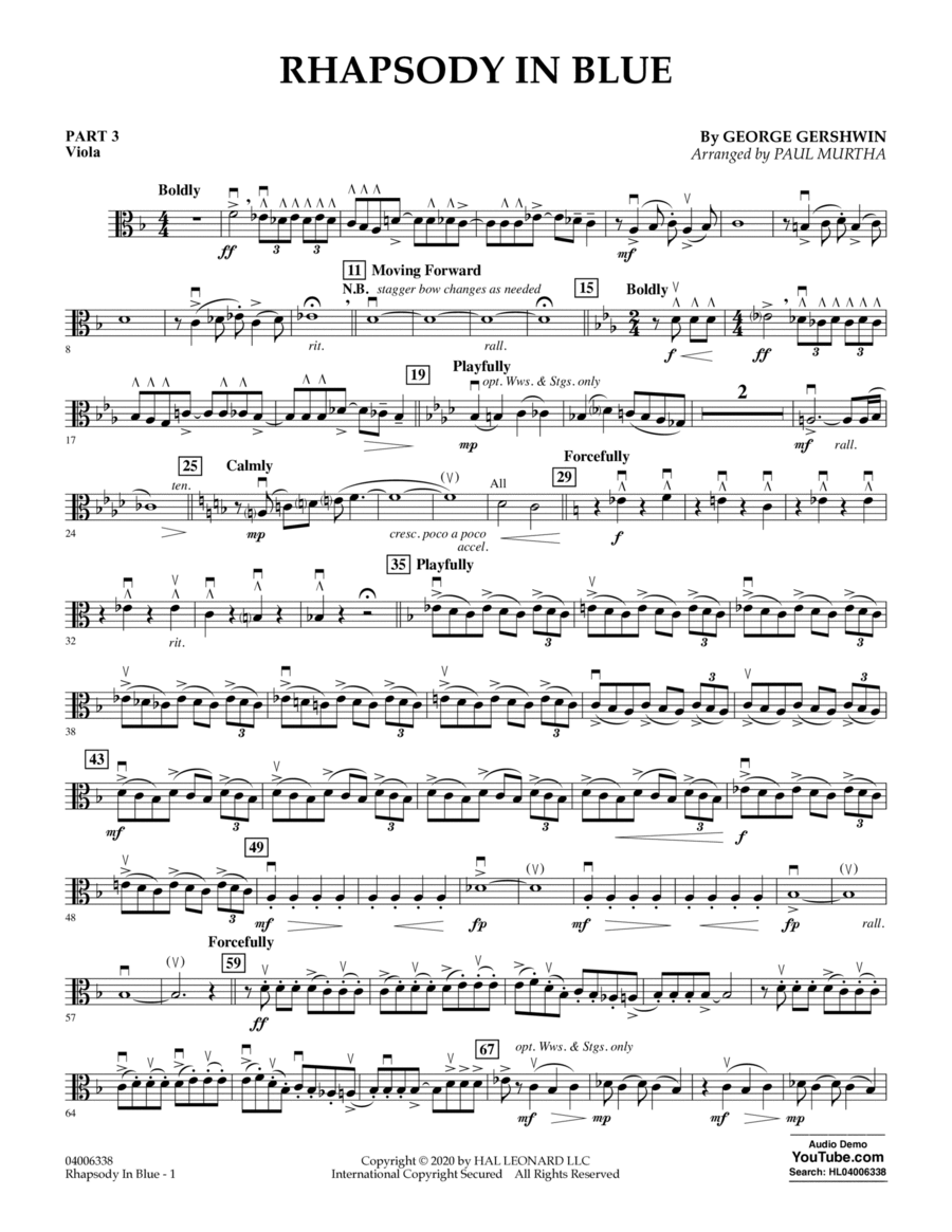 Rhapsody in Blue (arr. Paul Murtha) - Pt.3 - Viola