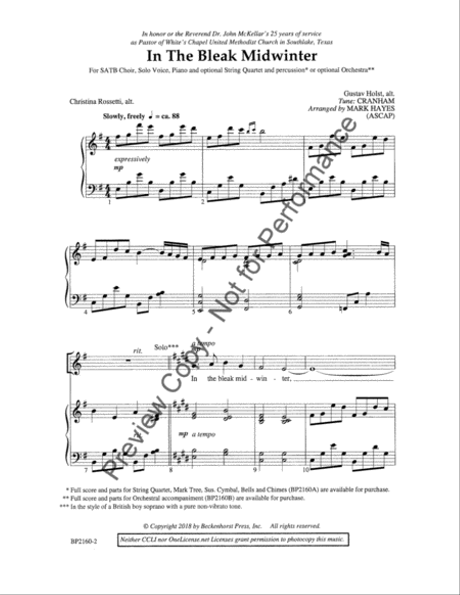 In the Bleak Midwinter - Hayes 4-Part scores gallery preview page 2